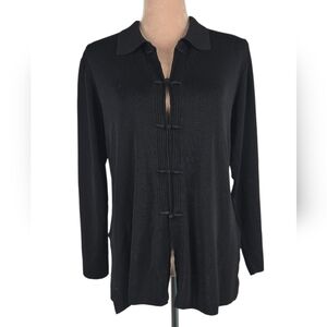 Misook knit cardigan black knot closure size Small